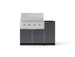 NewAge Outdoor Kitchens Outdoor Grill Island Aluminum 4-Piece Cabinet Set with 1 Door, Grill Cabinet, Performance Grill and Countertop - (Natural Gas) 