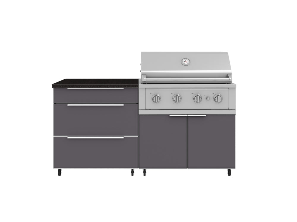 NewAge Outdoor Kitchens Aluminum 4-Piece Cabinet Set with Casters and 3 Drawer, Grill Cabinet, Performance Grill, Countertop-72127-Garage Giant