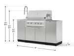 NewAge Outdoor Kitchens Outdoor Grill Island Stainless-Steel 5-Piece Cabinet Set with Sink, 1 Door, Grill Cabinet, Platinum Grill and Stainless Steel Countertop - (Natural Gas) 