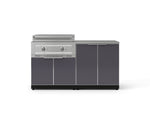 NewAge Outdoor Kitchens Aluminum 4-Piece Cabinet Set with Base, Grill Cabinet, Platinum Griddle and Countertop-74992-Garage Giant 