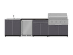 NewAge Outdoor Kitchens Aluminum 6-Piece Cabinet Set with Sink, Bar, Grill Cabinet, Performance Grill, Countertop and Fridge-71972-Garage Giant 