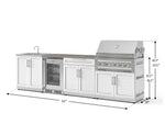 NewAge Outdoor Kitchens Stainless Steel 6-Piece Cabinet Set with Sink, Bar, Grill Cabinet, Platinum Grill, Countertop and Glass Door Fridge-73852-Garage Giant 