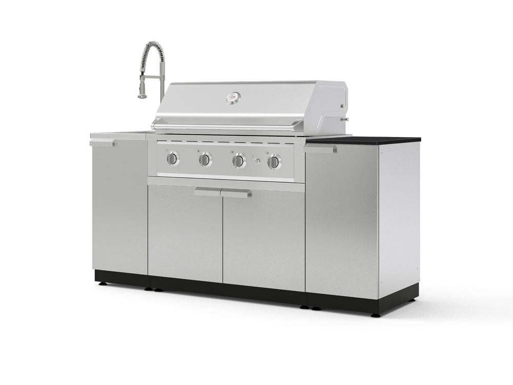 NewAge Outdoor Kitchens Outdoor Grill Island Stainless-Steel 5-Piece Cabinet Set with Sink, 1 Door, Grill Cabinet, Performance Grill and Stainless Steel Countertop - (Liquid Propane) | Garage Giant