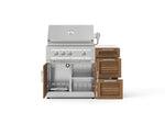 NewAge Outdoor Kitchens Outdoor Grill Island Stainless-Steel Louvered Doors 4-Piece Cabinet Set with 3-Drawer, Grill Cabinet, Platinum Grill and Dekton in Aeris Countertop - (Natural Gas) 