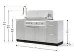 NewAge Outdoor Kitchens Outdoor Grill Island Stainless-Steel 5-Piece Cabinet Set with Sink, 3 Drawer, Grill Cabinet, Platinum Grill and Stainless Steel Countertop - (Natural Gas) 