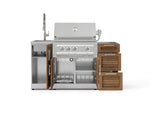 NewAge Outdoor Kitchens Outdoor Grill Island Stainless-Steel Louvered 5-Piece Cabinet Set with Sink, 3 Drawer, Grill Cabinet, Platinum Grill and Stainless Steel Countertop - (Natural Gas) 