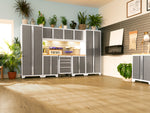 NewAge Garage Cabinets Bold Series 5-Piece Cabinet Set with Locker, RTA Locker, Tool, Wall Cabinets, Slatwall Backsplash, Workbench and Worktop-63037-Garage Giant 
