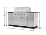 NewAge Outdoor Kitchens Outdoor Grill Island Stainless-Steel 6-Piece Cabinet Set with 1 Door, 3 Drawer, Grill Cabinet, Performance Grill and Dekton in Sirius Countertops - (Natural Gas) 