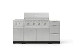 NewAge Outdoor Kitchens Outdoor Grill Island Stainless-Steel 6-Piece Cabinet Set with 3-Drawer, Grill Cabinet, Performance Grill, Side Burner and Dekton in Aeris Countertop - (Natural Gas) 