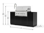 NewAge Outdoor Kitchens Outdoor Grill Island Aluminum 5-Piece Cabinet Set with Sink, 1 Door, Grill Cabinet, Platinum Grill and Stainless Steel Countertop - (Liquid Propane) 