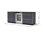 NewAge Outdoor Kitchens Aluminum 5-Piece Cabinet Set with 3-Drawer, 2-Door Cabinet, Countertops and Fridge-72115-Garage Giant 