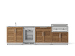 NewAge Outdoor Kitchens Stainless Stee Louvered Door 6-Piece Cabinet Set with Sink, Bar, Grill Cabinet, Platinum Griddle, Countertop and Glass Door Fridge-75133-Garage Giant 