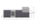 NewAge Outdoor Kitchens Aluminum 7-Piece Cabinet Set with 3-Drawer, Bar, Grill Cabinet, Platinum Grill, Countertops and Fridge-66558-Garage Giant 