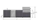 NewAge Outdoor Kitchens Aluminum 6-Piece Cabinet Set with Sink, Bar, Grill Cabinet, Platinum Grill, Countertop and Fridge-66320-Garage Giant 