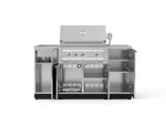 NewAge Outdoor Kitchens Outdoor Grill Island Stainless-Steel 5-Piece Cabinet Set with Sink, 1 Door, Grill Cabinet, Platinum Grill and Stainless Steel Countertop-74659-Garage Giant 