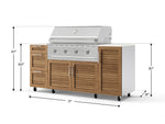 NewAge Outdoor Kitchens Outdoor Grill Island Stainless-Steel Louvered Doors 6-Piece Cabinet Set with Casters 1 Door, 3 Drawer, Grill Cabinet, Performance Grill and Dekton in Aeris Countertops - (Liquid Propane) 