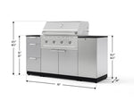 NewAge Outdoor Kitchens Outdoor Grill Island Stainless-Steel 6-Piece Cabinet Set with 1 Door, 3 Drawer, Grill Cabinet, Performance Grill and Dekton in Sirius Countertops - (Natural Gas) 