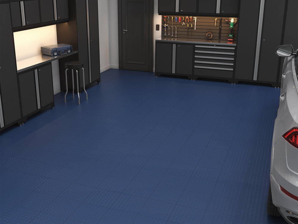 NewAge Garage Flooring Diamond Pattern Polypropylene Garage Flooring Tiles 400 sq. ft. Flooring Bundle - NewAge Blue | 12564