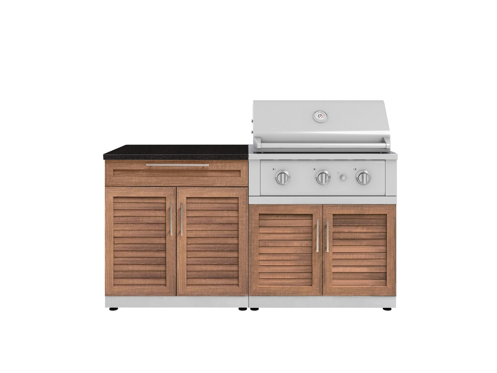 NewAge Outdoor Kitchens Stainless-Steel 4-Piece Cabinet Set with Bar, Grill Cabinet, Performance Grill, and Countertop-71709-Garage Giant