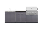 NewAge Outdoor Kitchens Aluminum 5-Piece Cabinet Set with Bar, Sink, Grill Cabinet, Platinum Grill, and Countertop-71239-Garage Giant 