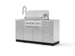 NewAge Outdoor Kitchens Outdoor Grill Island Stainless-Steel 5-Piece Cabinet Set with Sink, 3 Drawer, Grill Cabinet, Platinum Grill and Stainless Steel Countertop-75571-Garage Giant 
