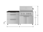 NewAge Outdoor Kitchens Stainless Steel 4-Piece Cabinet set with Casters and 3 Drawer, Grill Cabinet, Platinum Grill, Countertop-72145-Garage Giant 