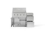 NewAge Outdoor Kitchens Outdoor Grill Island Stainless-Steel 4-Piece Cabinet Set with Casters and 3-Drawer, Grill Cabinet, Performance Grill and Dekton in Aeris Countertop - (Liquid Propane) 