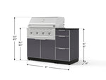NewAge Outdoor Kitchens Outdoor Grill Island Aluminum 4-Piece Cabinet Set with 3-Drawer, Grill Cabinet, Performance Grill and Countertop - (Natural Gas) 
