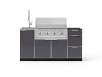 NewAge Outdoor Kitchens Outdoor Grill Island Aluminum 5-Piece Cabinet Set with Sink, 3 Drawer, Grill Cabinet, Performance Grill and Stainless Steel Countertop - (Liquid Propane) 