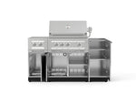 NewAge Outdoor Kitchens Outdoor Grill Island Stainless-Steel 5-Piece Cabinet Set with 1-Door, Grill Cabinet, Dual Side Burner and Platinum Grill - (Natural Gas) 