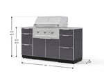 NewAge Outdoor Kitchens Outdoor Grill Island Aluminum 6-Piece Cabinet Set with 3 Drawers, Grill Cabinet, Performance Grill and Countertops 