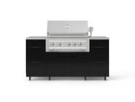 NewAge Outdoor Kitchens Outdoor Grill Island Aluminum 6-Piece Cabinet Set with Casters 3 Drawers, Grill Cabinet, Platinum Grill, Countertops 