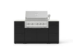 NewAge Outdoor Kitchens Outdoor Grill Island Stainless-Steel 6-Piece Cabinet Set with 3 Drawers, Grill Cabinet, Platinum Grill and Dekton in Aeris Countertops - (Natural Gas) 