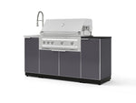 NewAge Outdoor Kitchens Outdoor Grill Island Aluminum 5-Piece Cabinet Set with Sink, 1 Door, Grill Cabinet, Platinum Grill and Stainless Steel Countertop - (Natural Gas) | Garage Giant 