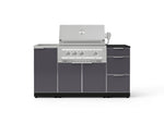 NewAge Outdoor Kitchens Outdoor Grill Island Aluminum 5-Piece Cabinet Set with Sink, 3 Drawer, Grill Cabinet, Platinum Grill and Stainless Steel Countertop - (Liquid Propane) 