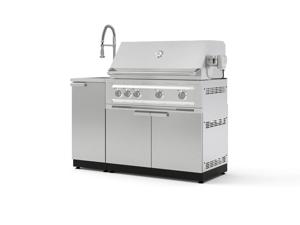 NewAge Outdoor Kitchens Outdoor Grill Island Stainless-Steel 3-Piece Cabinet Set with Sink, Grill Cabinet and Platinum Grill-75278-Garage Giant