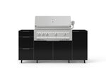 NewAge Outdoor Kitchens Outdoor Grill Island Aluminum 5-Piece Cabinet Set with Casters 1 Door, 3 Drawer, Grill Cabinet and Platinum Grill - (Liquid Propane) 