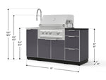 NewAge Outdoor Kitchens Outdoor Grill Island Aluminum 5-Piece Cabinet Set with Sink, 3 Drawer, Grill Cabinet, Platinum Grill and Stainless Steel Countertop - (Liquid Propane) 