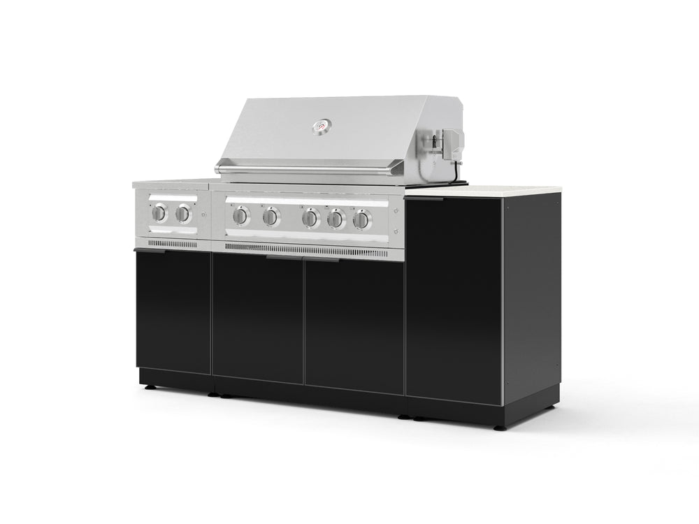 NewAge Outdoor Kitchens Outdoor Grill Island Aluminum 6-Piece Cabinet Set with 1-Door, Grill Cabinet, Platinum Grill, Dual Side Burner and Dekton in Aeris Countertop - (Liquid Propane) | Garage Giant