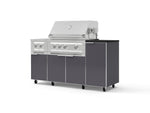 NewAge Outdoor Kitchens Outdoor Grill Island Aluminum 6-Piece Cabinet Set with Casters and 1-Door, Grill Cabinet, Platinum Grill, Dual Side Burner and Dekton in Sirius Countertop - (Liquid Propane) | Garage Giant 