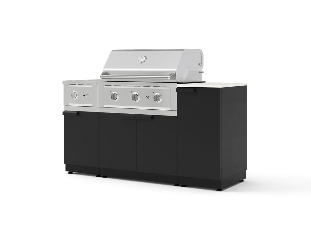 NewAge Outdoor Kitchens Outdoor Grill Island Stainless-Steel 6-Piece Cabinet Set with 1-Door, Grill Cabinet, Performance Grill, Side Burner and Dekton in Aeris Countertop - (Liquid Propane) | Garage Giant