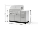 NewAge Outdoor Kitchens Outdoor Grill Island Stainless-Steel 4-Piece Cabinet Set with 3-Drawer, Grill Cabinet, Platinum Grill and Dekton in Aeris Countertop - (Natural Gas) 