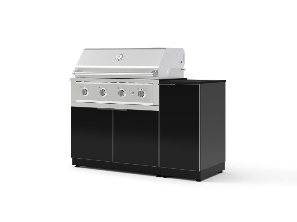 NewAge Outdoor Kitchens Outdoor Grill Island Aluminum 4-Piece Cabinet Set with 1 Door, Grill Cabinet, Performance Grill and Countertop - (Liquid Propane) | Garage Giant