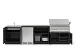 NewAge Outdoor Kitchens Aluminum 6-Piece Cabinet Set with Sink, Bar, Grill Cabinet, Platinum Grill, Countertop and Stainless Steel Door Fridge-73718-Garage Giant 