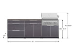 NewAge Outdoor Kitchens Aluminum 5-Piece Cabinet Set With 3 Drawer, Bar, Grill Cabinet, Platinum Grill and Countertop-71198-Garage Giant 