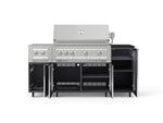 NewAge Outdoor Kitchens Outdoor Grill Island Aluminum 6-Piece Cabinet Set with Casters and 1-Door, Grill Cabinet, Platinum Grill, Dual Side Burner and Dekton in Sirius Countertop - (Liquid Propane) 