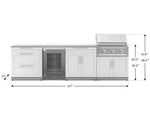 NewAge Outdoor Kitchens Stainless Steel 7-Piece Cabinet Set with 3-Drawer, Bar, Grill Cabinet, Performance Grill, Countertops, and Glass Door Fridge-71428-Garage Giant 