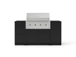 NewAge Outdoor Kitchens Outdoor Grill Island Stainless-Steel 6-Piece Cabinet Set with 1 Door, 3 Drawer, Grill Cabinet, Performance Grill and Dekton in Sirius Countertops - (Liquid Propane) 