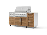 NewAge Outdoor Kitchens Outdoor Grill Island Stainless-Steel Louvered Doors 6-Piece Cabinet Set with Casters and 3-Drawer, Grill Cabinet, Platinum Grill, Dual Side Burner and Dekton in Aeris Countertop - (Liquid Propane) | Garage Giant 