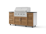 NewAge Outdoor Kitchens Outdoor Grill Island Stainless-Steel Louvered Doors 6-Piece Cabinet Set with Casters 1 Door, 3 Drawer, Grill Cabinet, Performance Grill and Dekton in Sirius Countertops - (Liquid Propane) | Garage Giant 